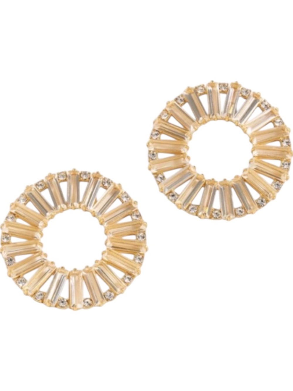 J.Crew Crystal Baguette Crystal Disc Hoop Earrings